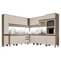 Cozinha Completa De Canto Connect 12 Peças Duna/cristal Com Torre Quente 2 Fornos - Móveis Henn Duna/cristal - 1