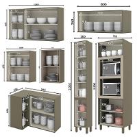 Cozinha Completa De Canto Connect 12 Peças Duna/cristal Com Torre Quente 2 Fornos - Móveis Henn Duna/cristal