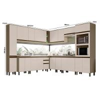 Cozinha Completa De Canto Connect 12 Peças Duna/cristal Com Torre Quente 2 Fornos - Móveis Henn Duna/cristal - 7