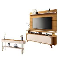 Rack Bancada Alba Com Painel Curv Com Aparador Vivant Cinamomo Off White - Hb Móveis - 1