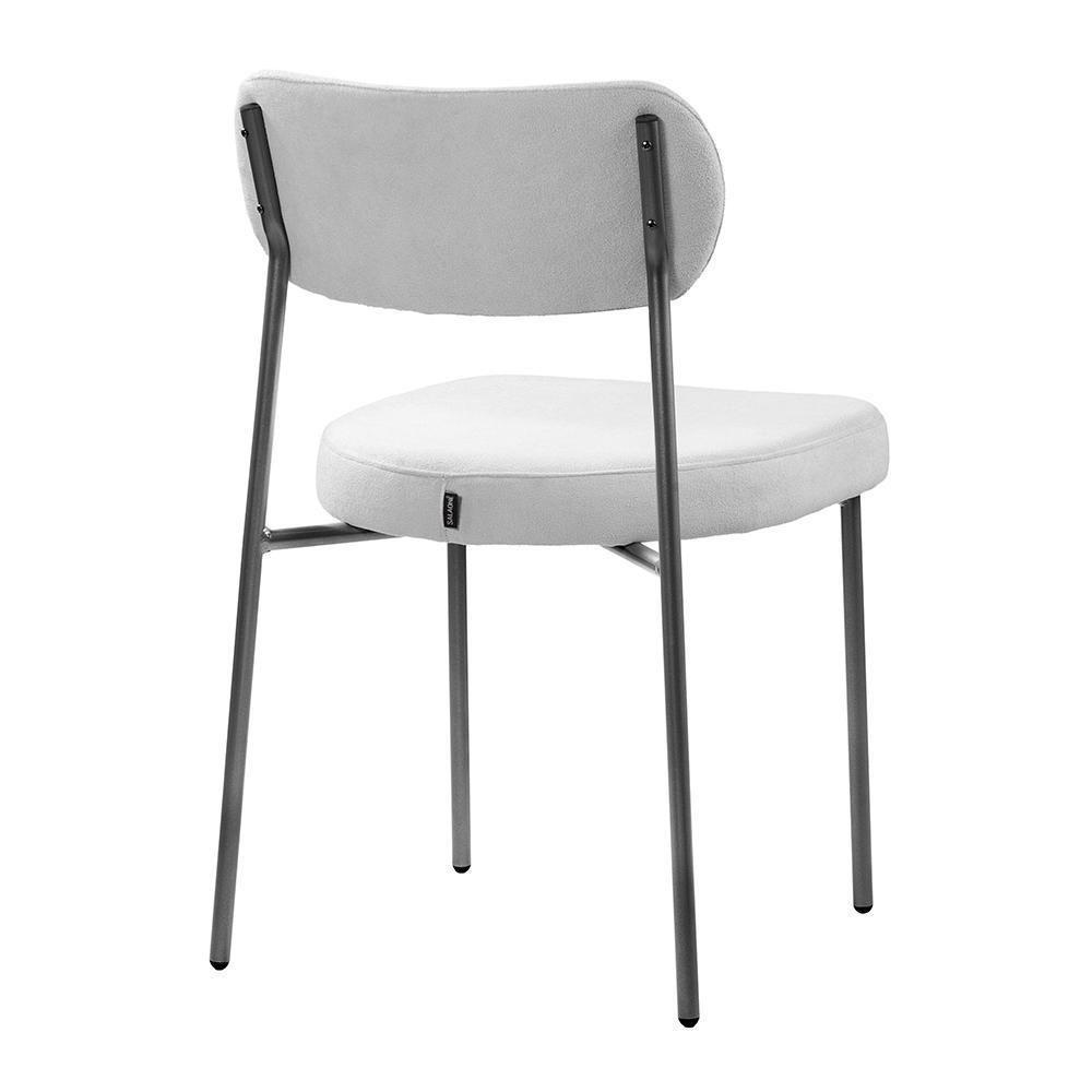 Conjunto 4 Cadeiras Lavínia Bouclê Cinza/aço Preto - Salaone Bouclê Cinza/aço Preto - 2