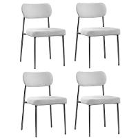 Conjunto 4 Cadeiras Lavínia Bouclê Cinza/aço Preto - Salaone Bouclê Cinza/aço Preto - 1