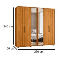 Guarda-roupa Casal Miró Ripado Com Escada 6 Portas 4 Gavetas 2 Portas C/ Espelho - 7 Decor Cinamomo - 4