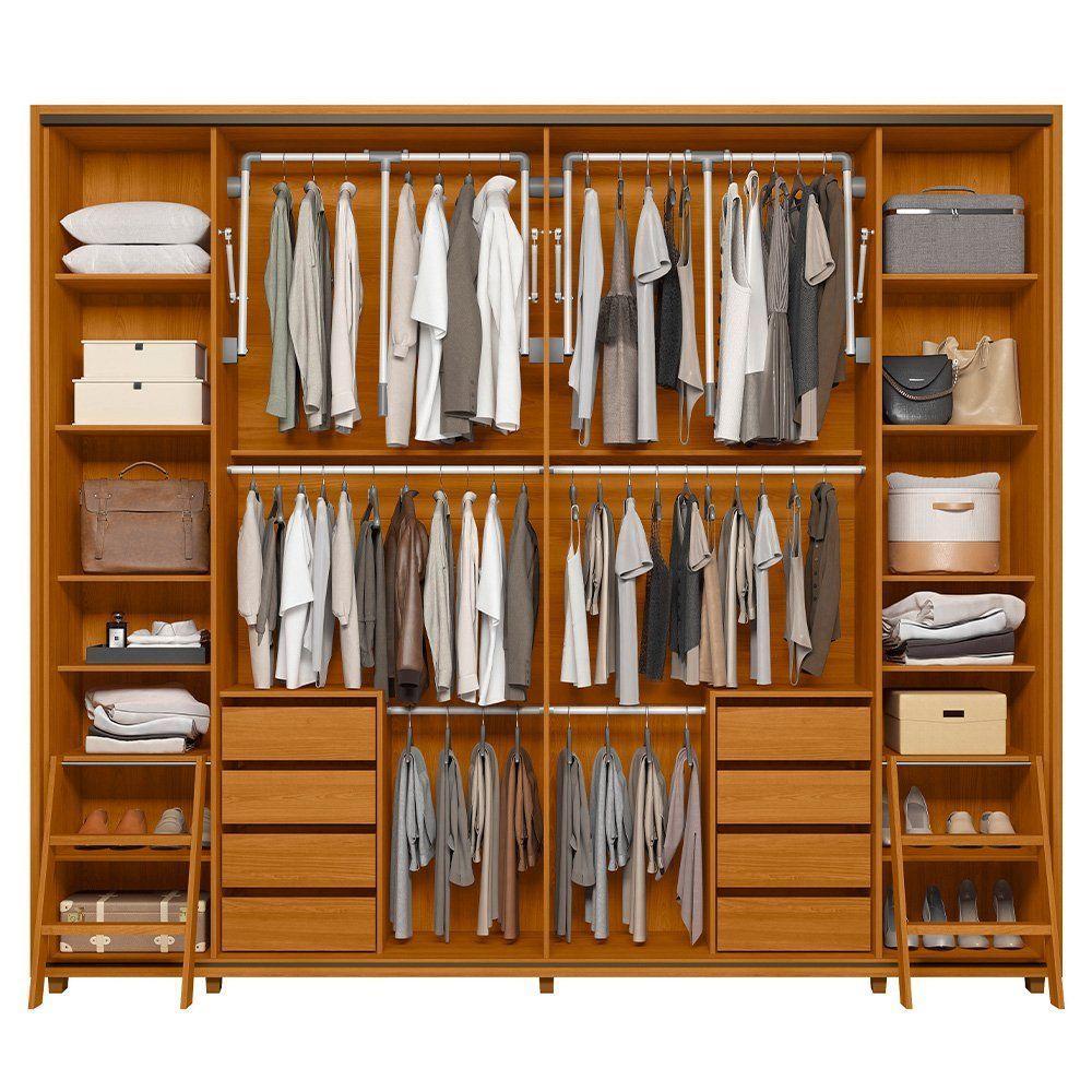 Guarda-roupa Casal Dalí Ripado Com Escada 2 Portas 8 Gavetas 1 Porta C/ Espelho - 7 Decor Cumaru E Opala - 3