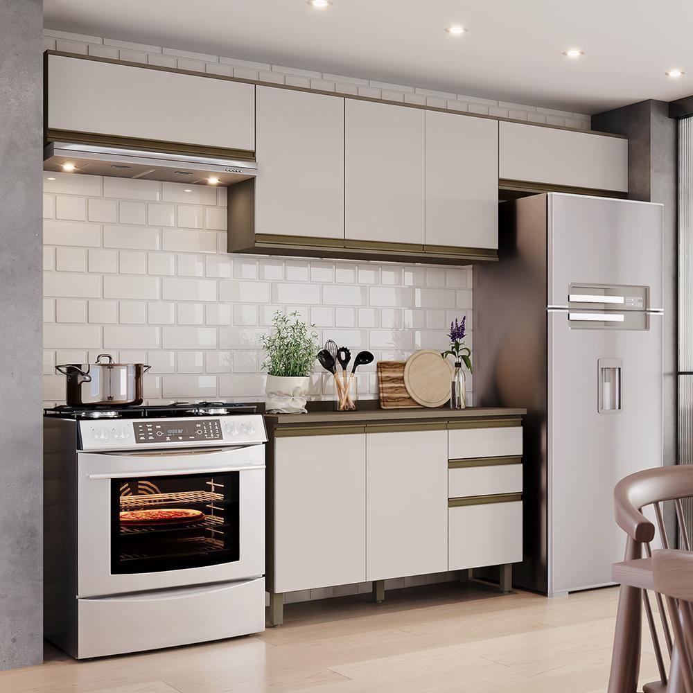 Cozinha Modulada Connect 4 Peças Balcão 120cm Duna/cristal Com Tampo Mdp - Móveis Henn Duna/cristal - 2