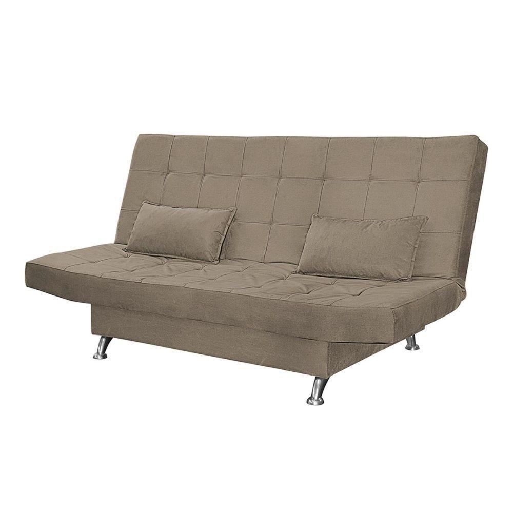 Sofá Cama Casal Com Almofadas Rivera Suede Cappuccino - 1
