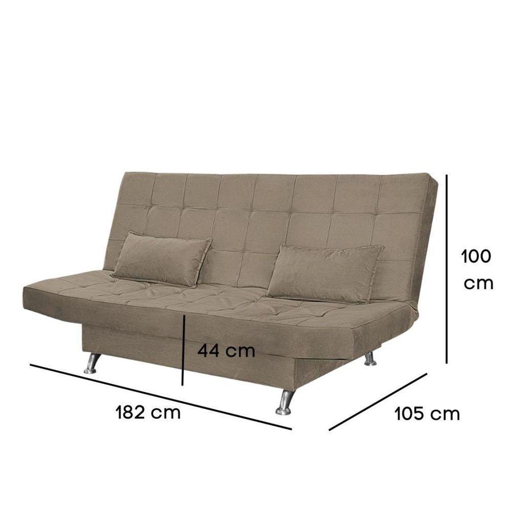Sofá Cama Casal Com Almofadas Rivera Suede Cappuccino - 3