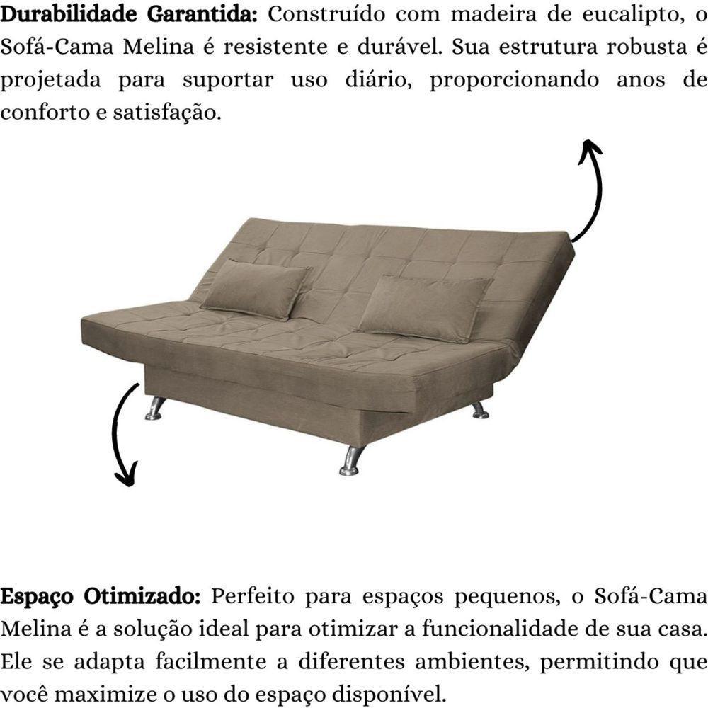 Sofá Cama Casal Com Almofadas Rivera Suede Cappuccino - 6