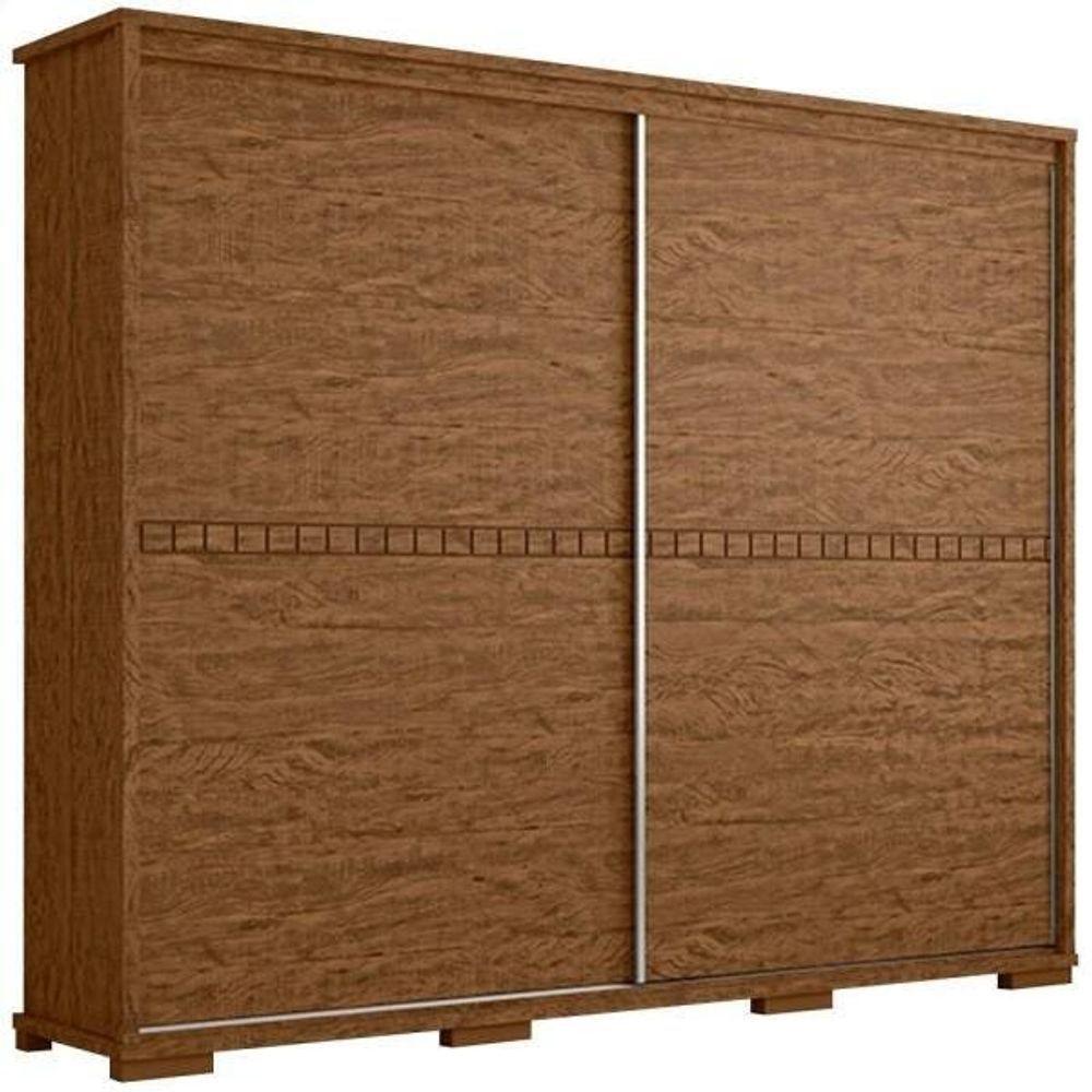 Guarda Roupa Casal Cadenza 2 Porta Correr 6 Gavetas Com Espelho 100% Mdf Castanho Fenix - 2
