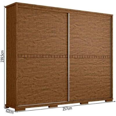 Guarda Roupa Casal Cadenza 2 Portas de Correr 6 Gavetas Castanho MDF com Espelho