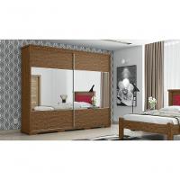 Guarda Roupa Casal Cadenza 2 Porta Correr 6 Gavetas Com Espelho 100% Mdf Castanho Fenix - 1