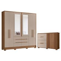 Guarda Roupa Casal San Francisco E Cômoda Texas Carvalho Fendi - Moval - 1