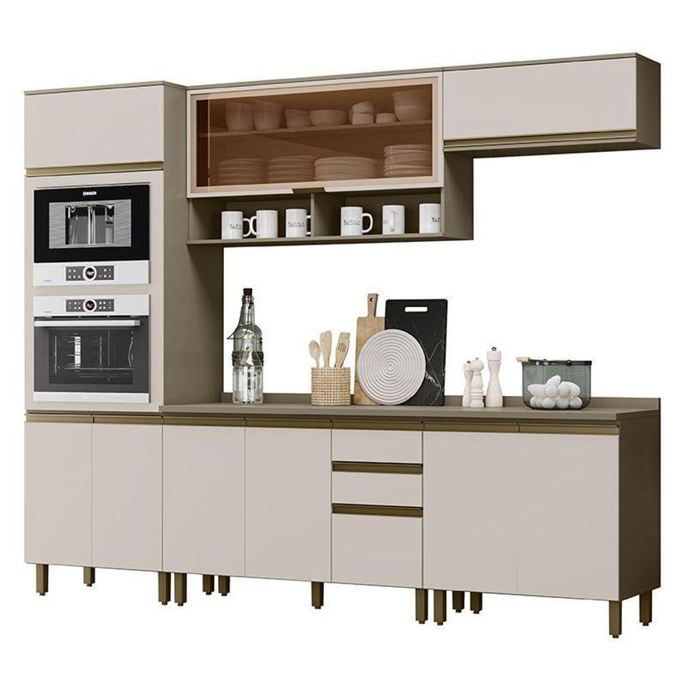 Cozinha Completa 5 Peças Connect Duna/cristal Com Torre Quente E Aéreo Vidro - Móveis Henn Duna/cristal - 1