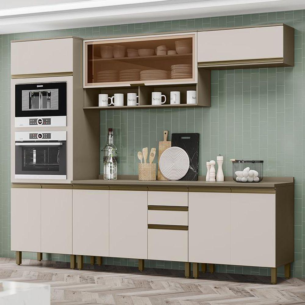 Cozinha Completa 5 Peças Connect Duna/cristal Com Torre Quente E Aéreo Vidro - Móveis Henn Duna/cristal - 2