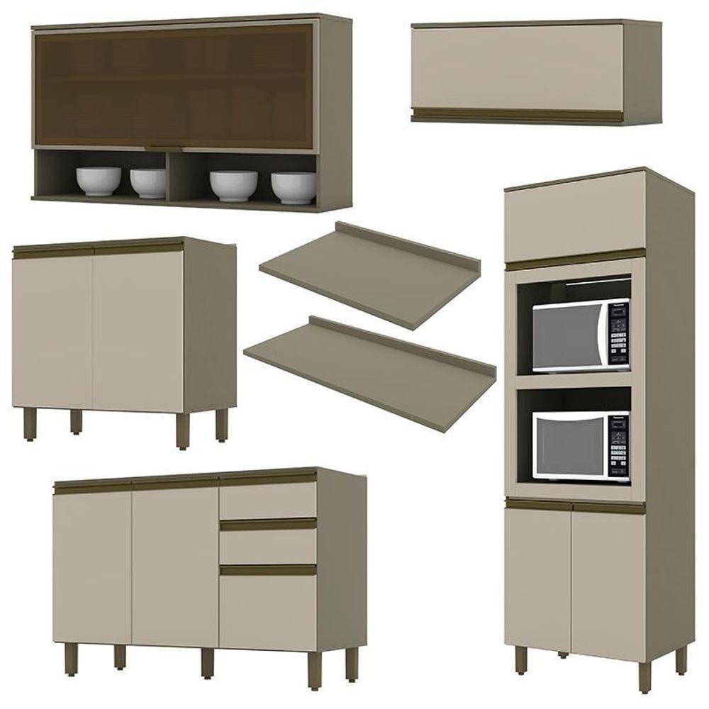 Cozinha Completa 5 Peças Connect Duna/cristal Com Torre Quente E Aéreo Vidro - Móveis Henn Duna/cristal - 3