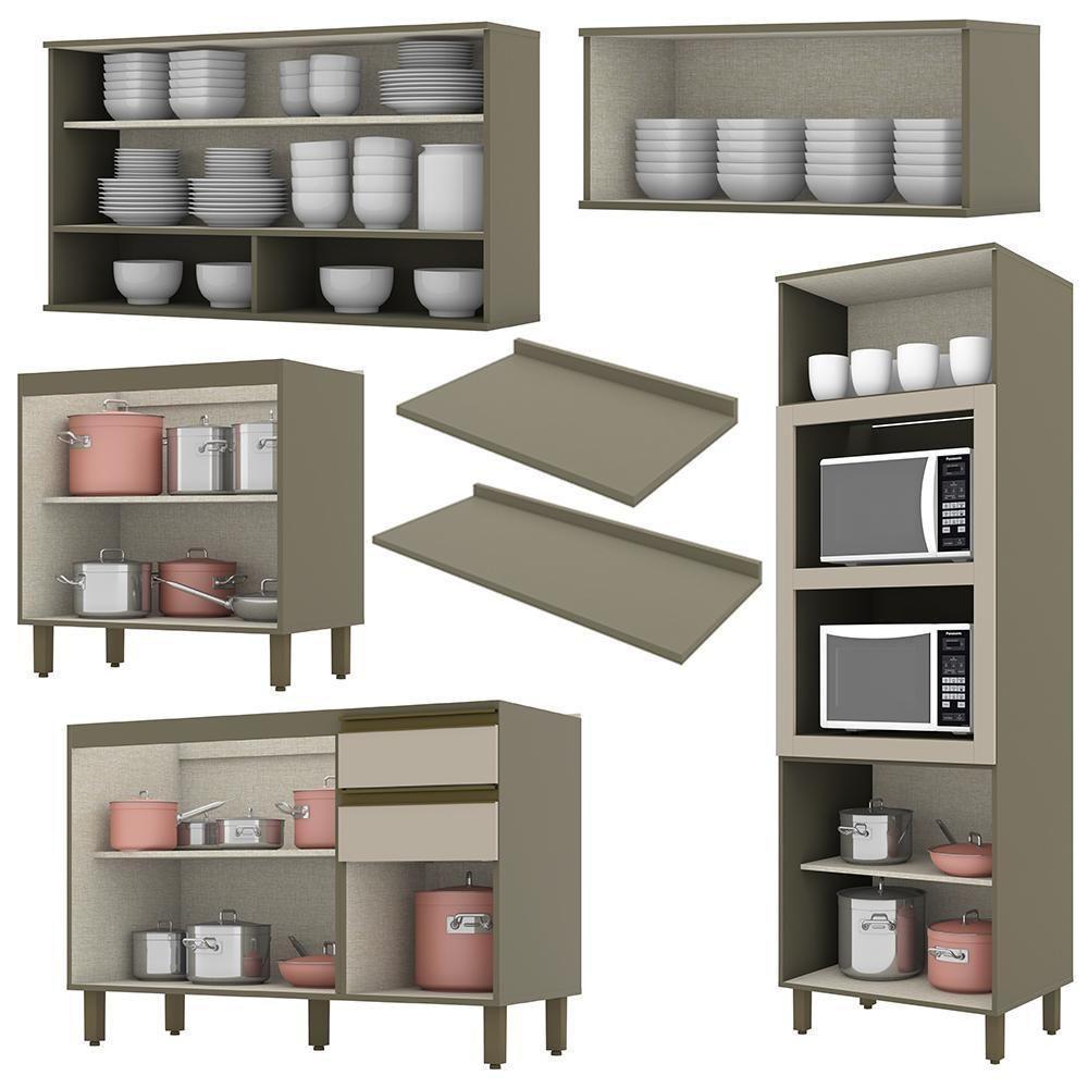 Cozinha Completa 5 Peças Connect Duna/cristal Com Torre Quente E Aéreo Vidro - Móveis Henn Duna/cristal - 4