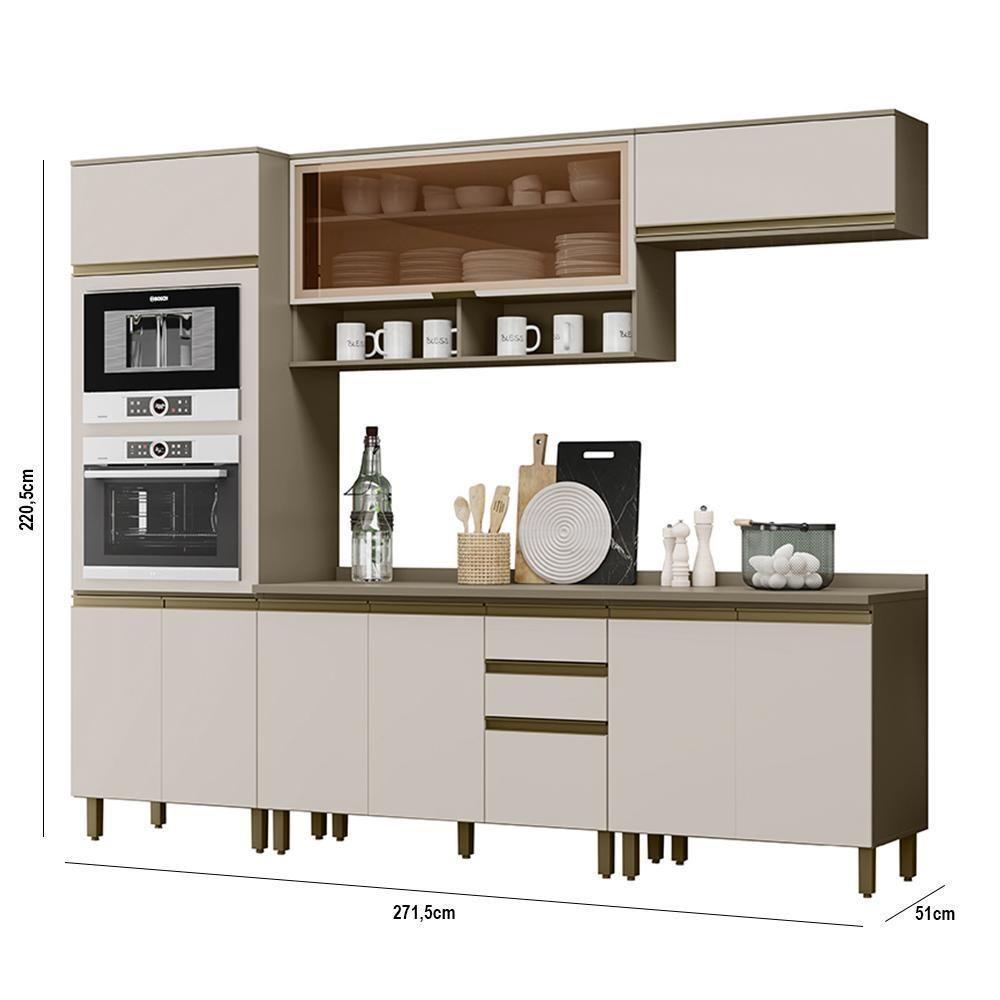 Cozinha Completa 5 Peças Connect Duna/cristal Com Torre Quente E Aéreo Vidro - Móveis Henn Duna/cristal - 5