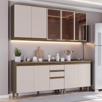 Cozinha Modulada Connect 5 Peças Aéreo 3 Portas Duna/cristal Com Vidro - Móveis Henn Duna/cristal - 2