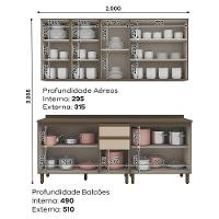 Cozinha Modulada Connect 5 Peças Aéreo 3 Portas Duna/cristal Com Vidro - Móveis Henn Duna/cristal - 6