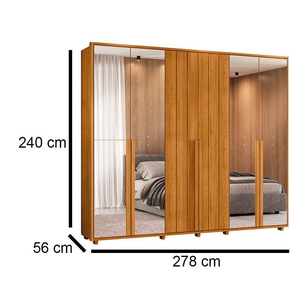 Guarda-roupa Casal Volpi Ripado 6 Portas 6 Gavetas 4 Portas C/ Espelho - 7 Decor Cinamomo - 4