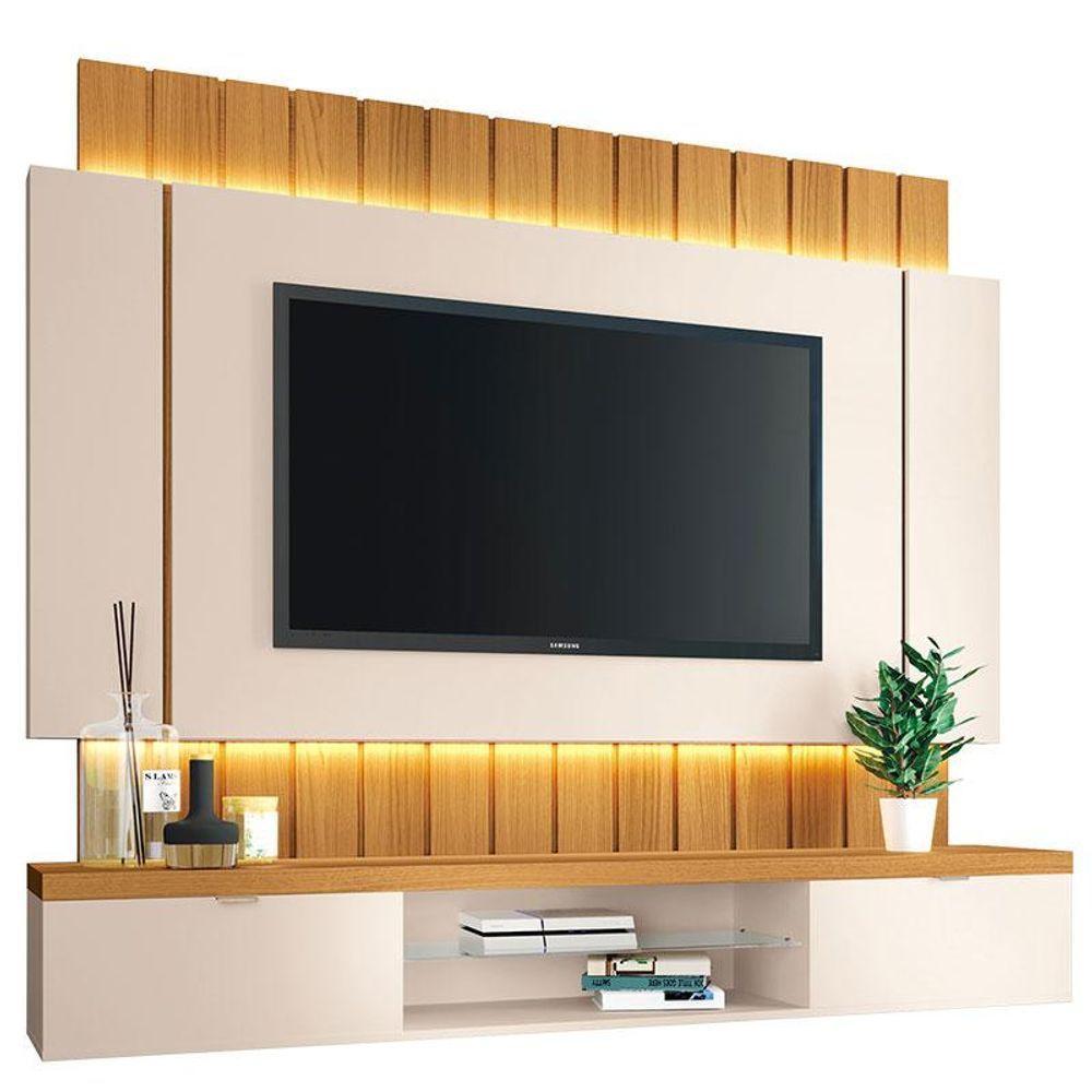 Home Suspenso Illusion 1.8 Cinamomo Off White E Mesa De Centro Sky Com Tampo De Vidro Cinamomo- Hb Móveis - 2