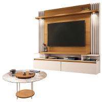 Home Suspenso Cosmo Cinamomo Off White E Mesa De Centro Sky Com Tampo De Vidro Cinamomo - Hb Móveis - 1