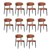 Kit 10 Cadeiras De Jantar Lucy Estrutura Aço Carbono Laminado Preto Com Estofado Poliuretano Caramel - 1