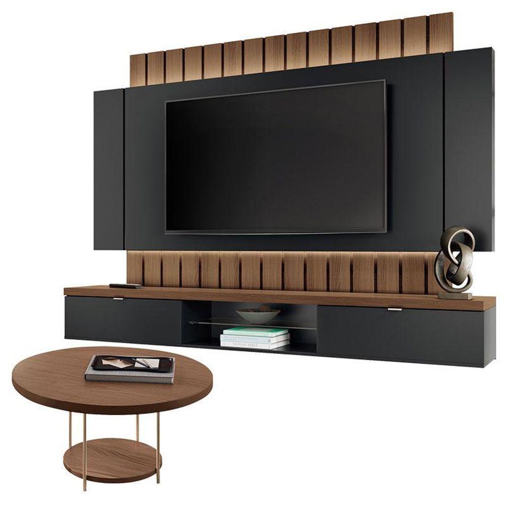 Home Suspenso Illusion 2.2 Preto Castanho E Mesa De Centro Sky Castanho- Hb Móveis - 1