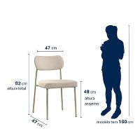 Conjunto 3 Cadeiras Lavínia Bouclê Bege/aço Champanhe - Salaone Bouclê Bege/aço Champanhe - 6