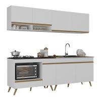 Armário De Cozinha Modulada Compacta 4 Pçs Com Balcão Para Cooktop Veneza Multimóveis Mp2264 Branco/dourado - 2