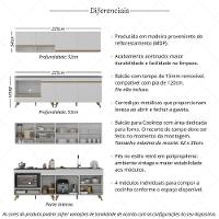 Armário De Cozinha Modulada Compacta 4 Pçs Com Balcão Para Cooktop Veneza Multimóveis Mp2264 Branco/dourado - 3