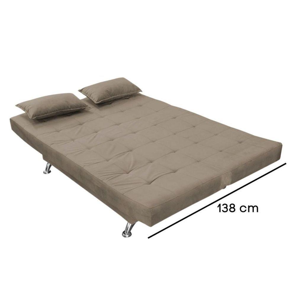 Sofá Cama Casal Com Almofadas Bettina Suede Cappuccino - 4