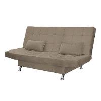 Sofá Cama Casal Com Almofadas Bettina Suede Cappuccino - 1