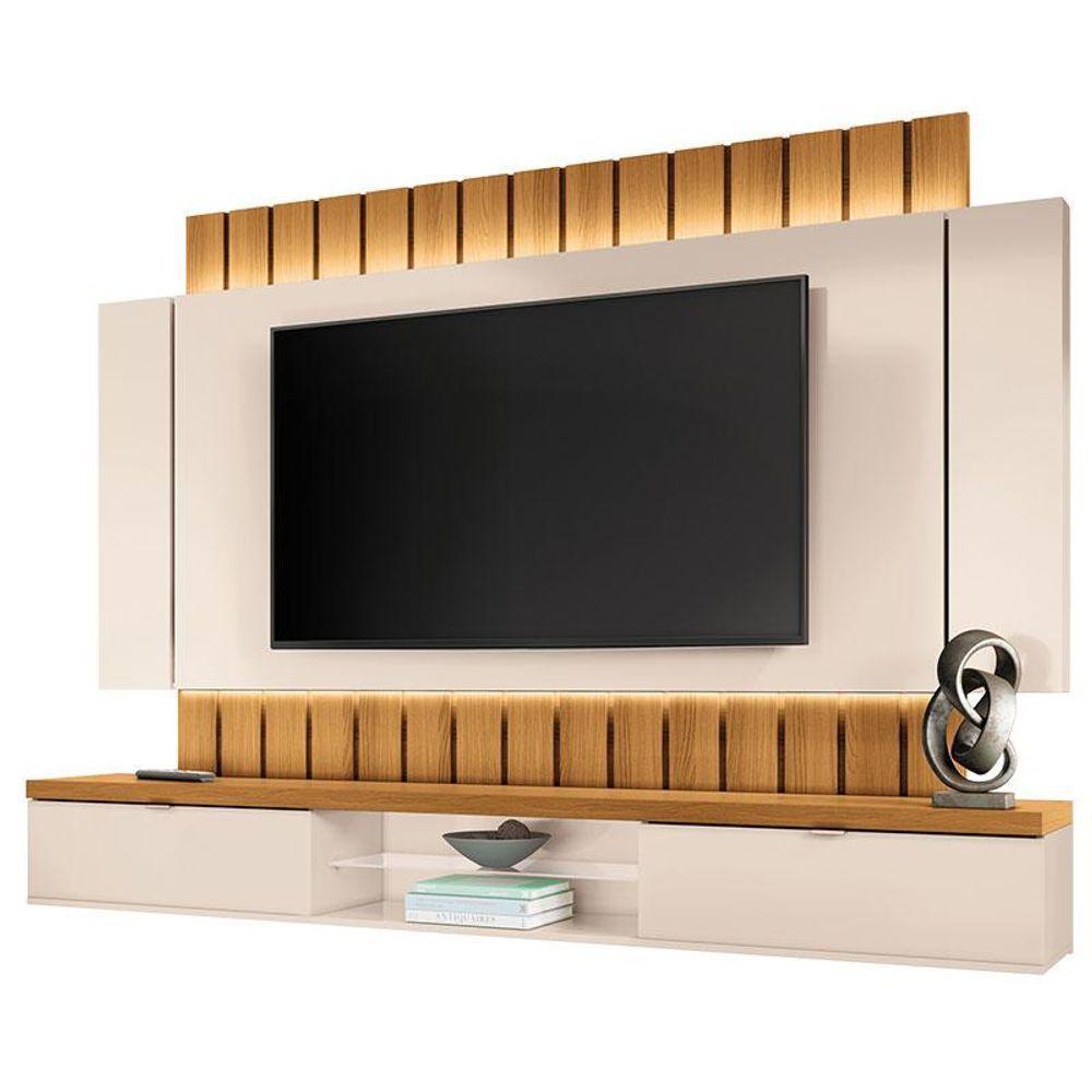 Home Suspenso Illusion 2.2 Cinamomo Off White E Kit Mesa De Centro Sky Off White- Hb Móveis - 2