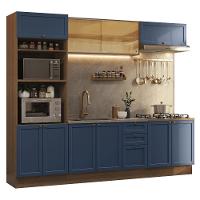 Armário De Cozinha Completa 270 Cm Rustic/azul Vik Madesa 02 Rustic/azul - 2