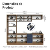 Armário De Cozinha Completa 270 Cm Rustic/azul Vik Madesa 02 Rustic/azul - 3