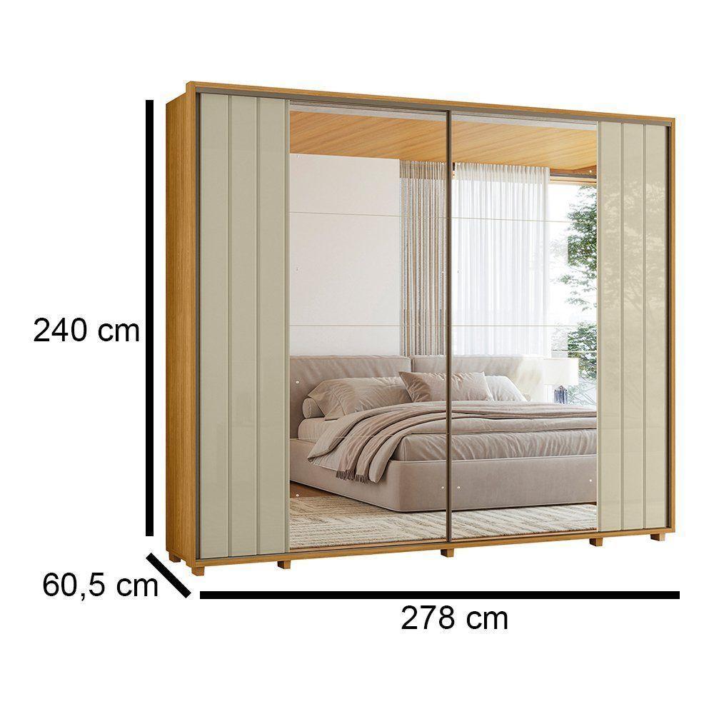 Guarda-roupa Casal Dalí Ripado Com Escada 2 Portas 8 Gavetas 2 Portas C/ Espelho - 7 Decor Cumaru E Opala - 4