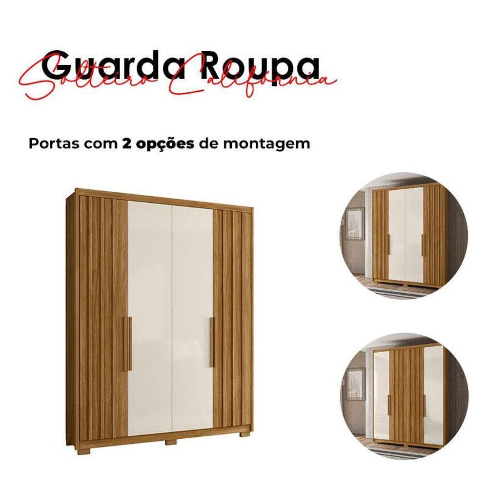 Guarda Roupa Solteiro Califórnia E Cômoda Vênus Freijó Off White Com Pés - Moval - 8