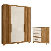 Guarda Roupa Solteiro Califórnia E Cômoda Vênus Freijó Off White Com Pés - Moval - 1