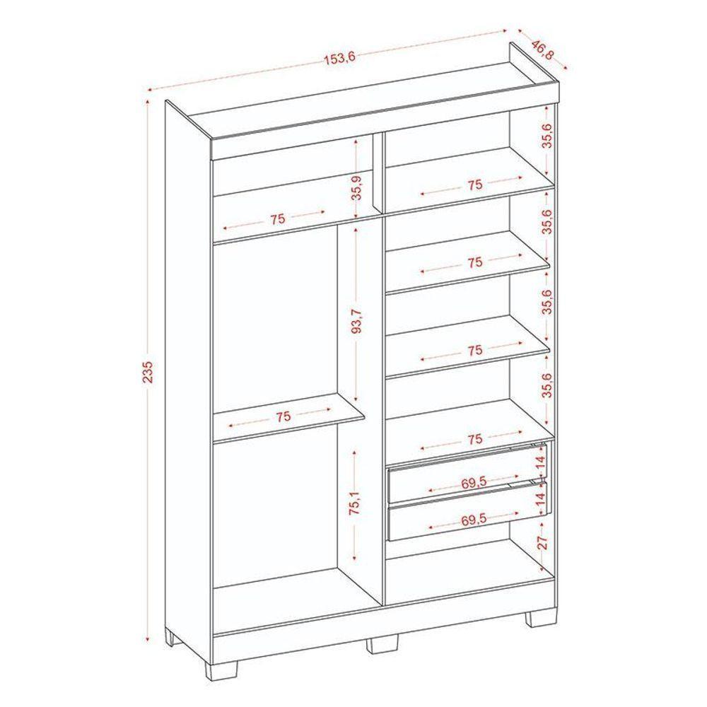 Guarda Roupa Casal 2030240 Atacama Areia E Armário Multiuso New 2000192 Atacama - Aramóveis - 4