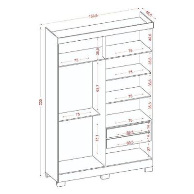 Guarda Roupa Solteiro 2030240 4 Portas 2 Gavetas Atacama Areia e Armário Multiuso
