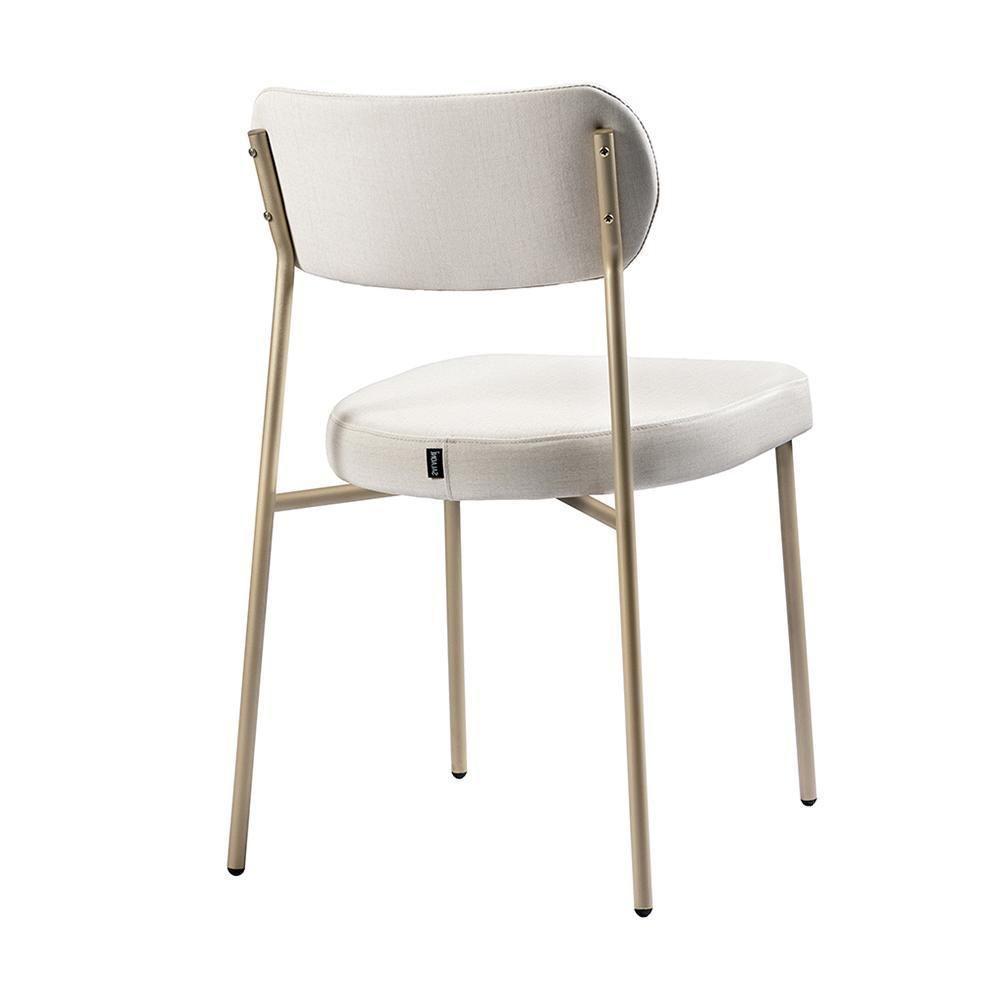 Conjunto 4 Cadeiras Lavínia Linho Bege/aço Champanhe - Salaone Linho Bege/aço Champanhe - 2