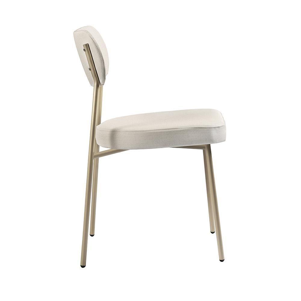 Conjunto 4 Cadeiras Lavínia Linho Bege/aço Champanhe - Salaone Linho Bege/aço Champanhe - 3