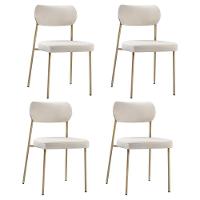 Conjunto 4 Cadeiras Lavínia Linho Bege/aço Champanhe - Salaone Linho Bege/aço Champanhe - 1