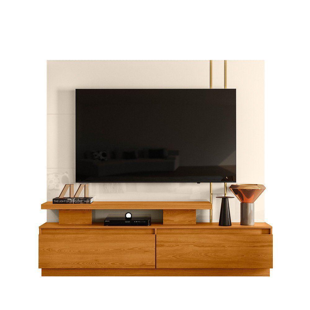 Combo Home + Painel Para Tv 60 Polegadas New Apolo - 7 Decor Cinamomo E Off White - 1