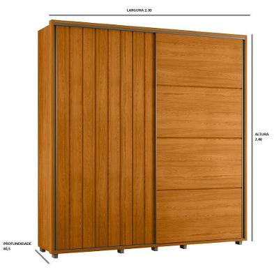 Guarda Roupa Casal Monet 2 Portas de Correr 4 Gavetas 100% MDF Madetec Móveis