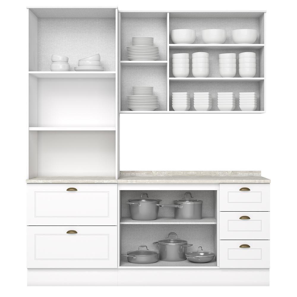 Cozinha Modulada Americana 3 Peças Com Torre Quente 2 Fornos Branco/calcare - Móveis Henn Branco/calcare - 3