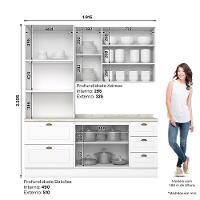 Cozinha Modulada Americana 3 Peças Com Torre Quente 2 Fornos Branco/calcare - Móveis Henn Branco/calcare - 4