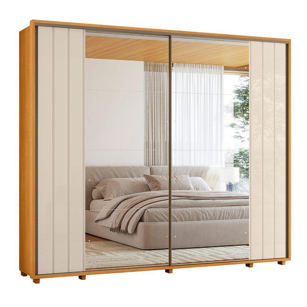 Guarda-roupa Casal Dalí Ripado Com Escada 2 Portas 8 Gavetas 2 Portas C/ Espelho - 7 Decor Cinamomo E Off White - 1