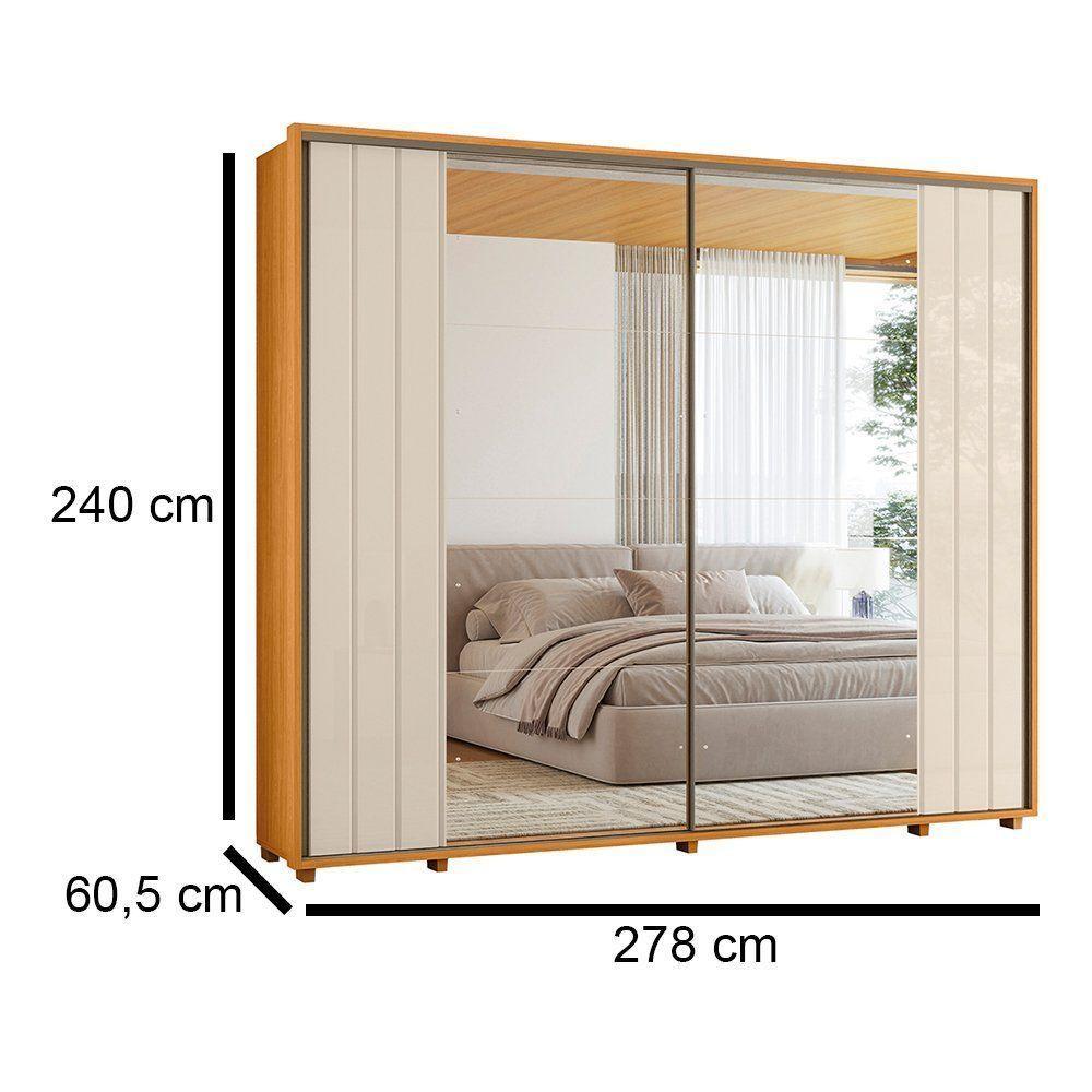 Guarda-roupa Casal Dalí Ripado Com Escada 2 Portas 8 Gavetas 2 Portas C/ Espelho - 7 Decor Cinamomo E Off White - 4